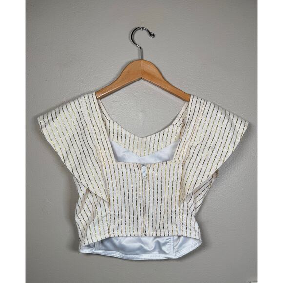 NWOT KOCH Erica Metallic Gold Stripe Mini Skirt & Cecilia Top Set XS $500 - Picture 8 of 12